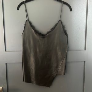 Zara faux leather & knit cami